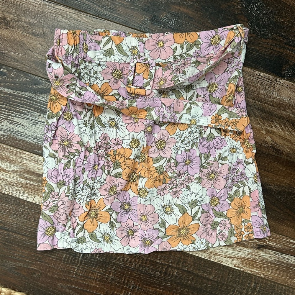 MINKPINK Floral Mini Skirt - Pink and Orange